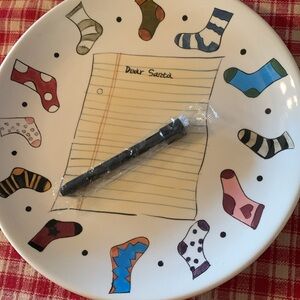 Vintage 1990s Christmas Santa’s List Ceramic plate with marker.